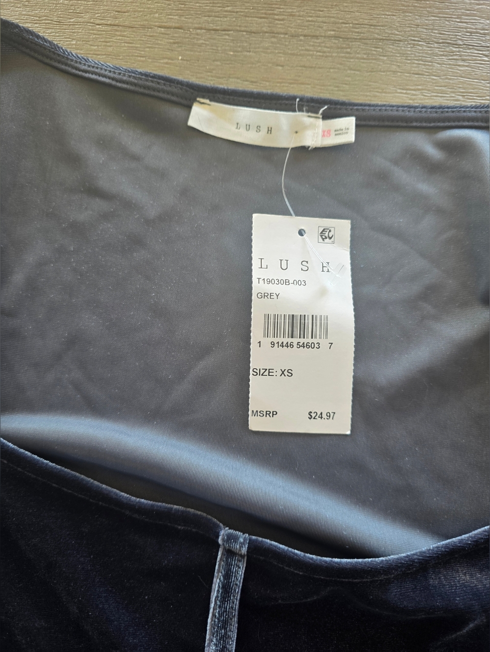 Lush Velvet Corset-Style Long Sleeve Top XS - Picture 2 of 3